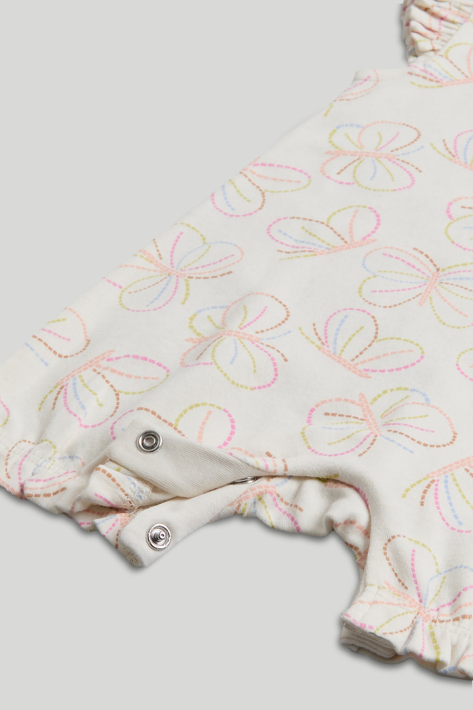 Girls Multi Butterfly Print Cotton Regular Fit 2-Pack Rompers