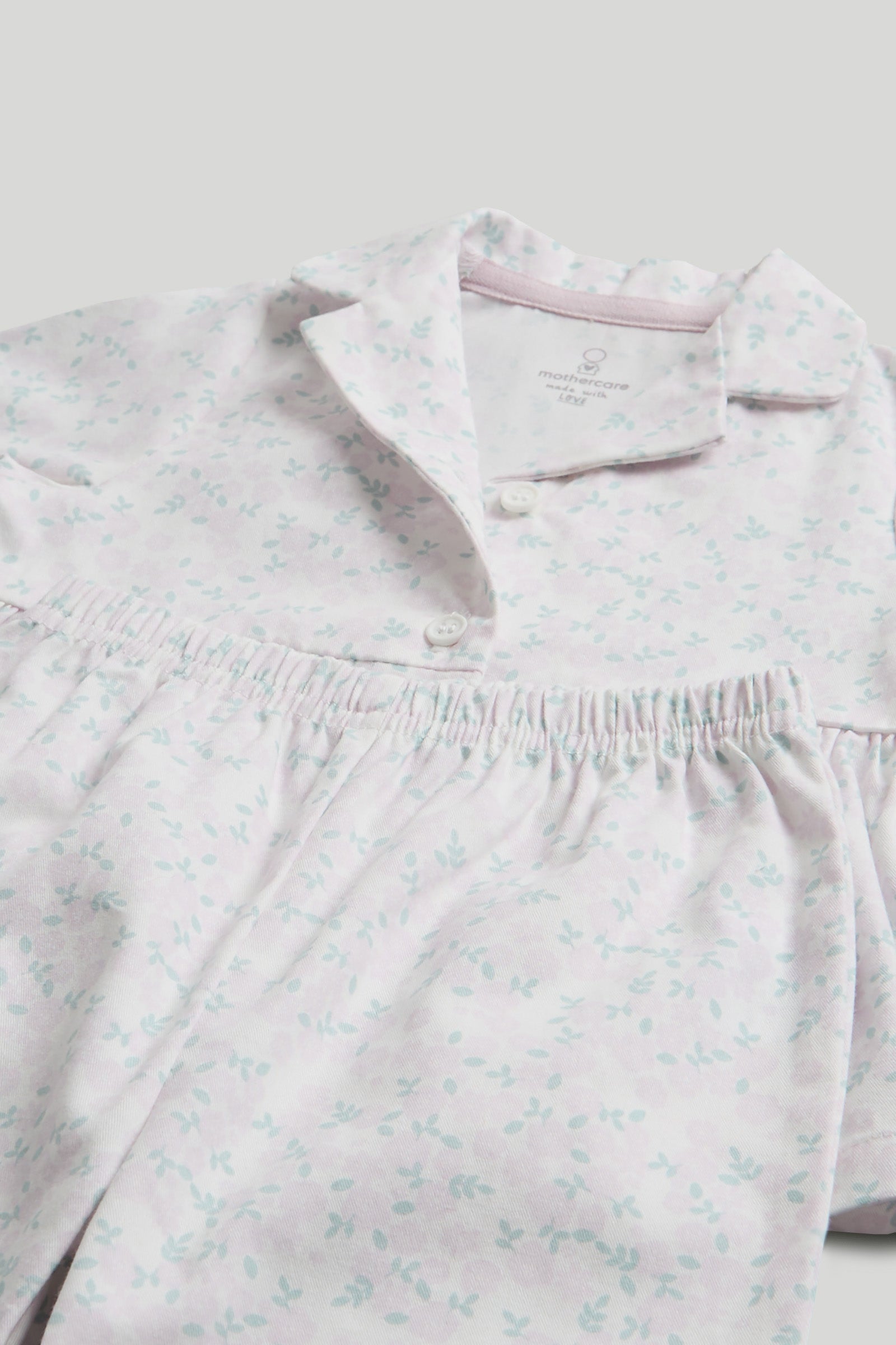 Girls Cream Floral Print Cotton Woven Regular Fit Long Sleeve Pyjama Set