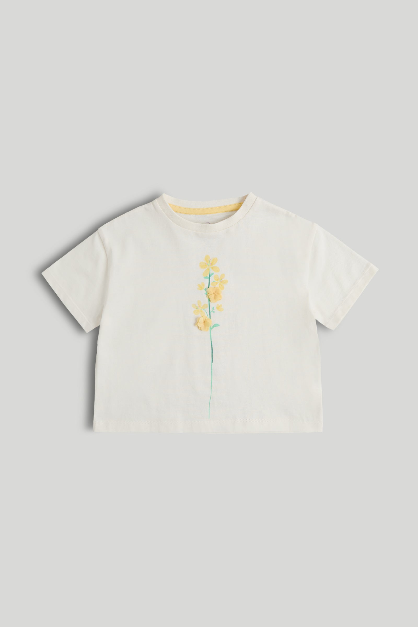 Girls White Cotton Texture Detail T-Shirt