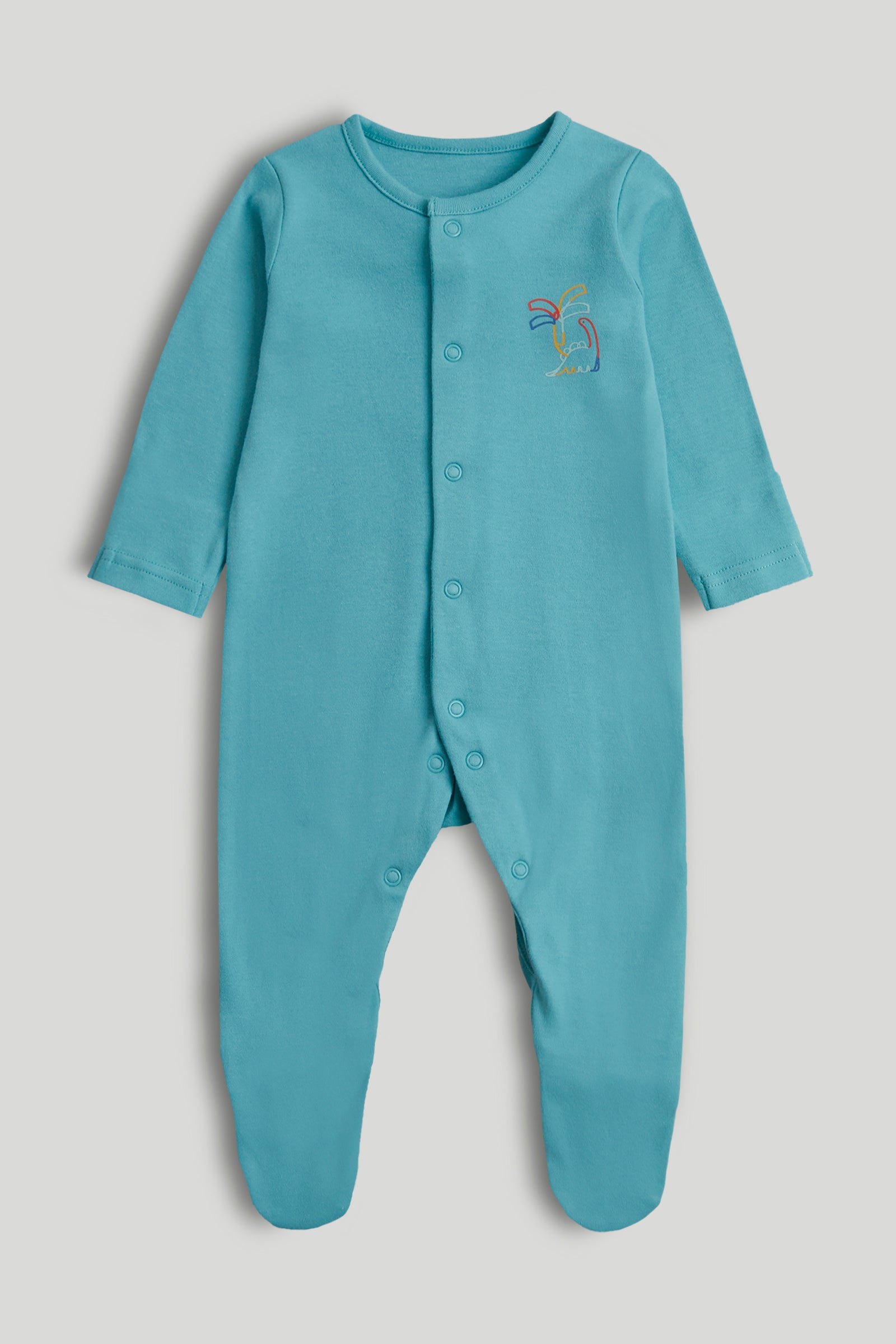 Boys Multi Dino Print Cotton Regular Fit 3-Pack Sleepsuits