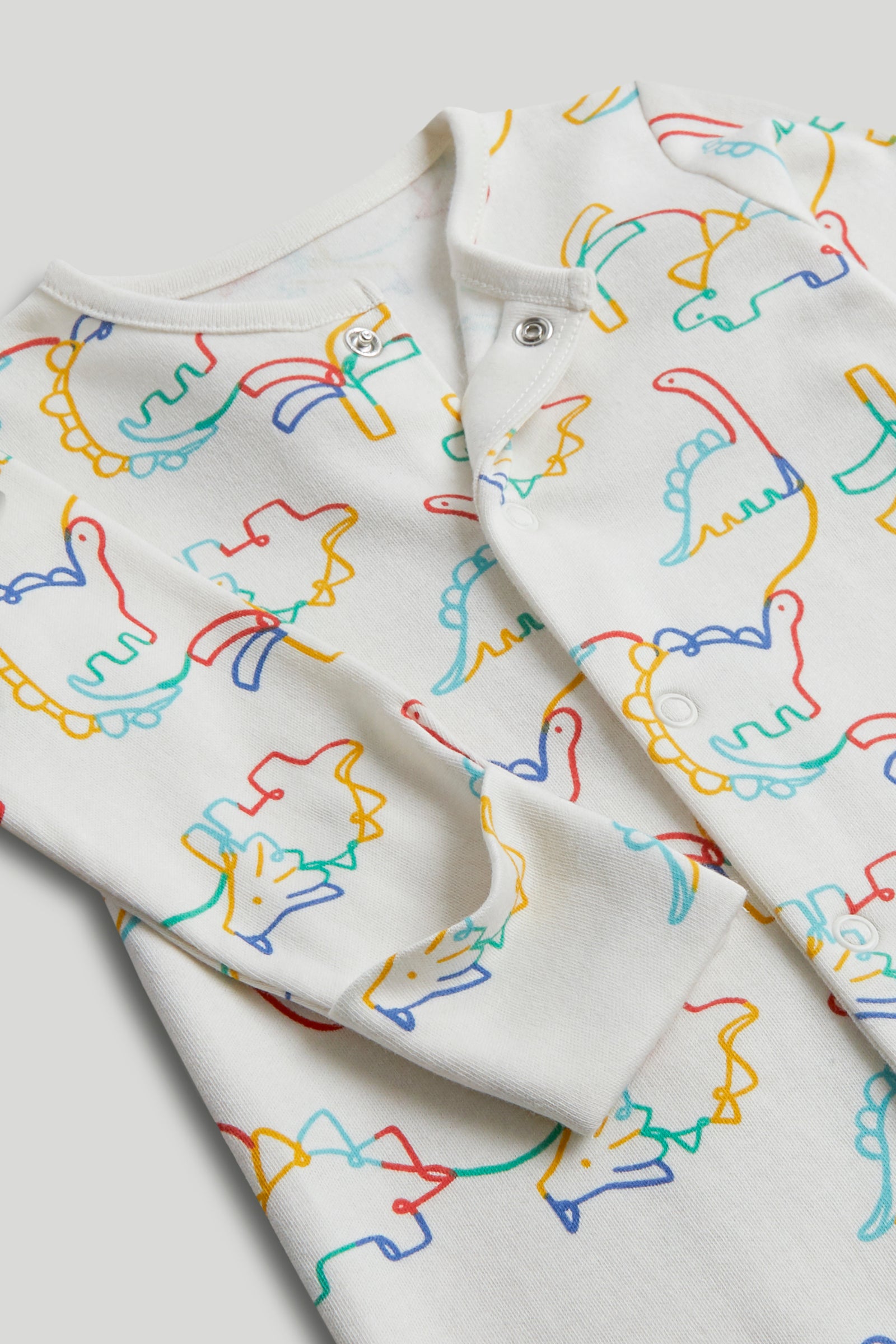 Boys Multi Dino Print Cotton Regular Fit 3-Pack Sleepsuits