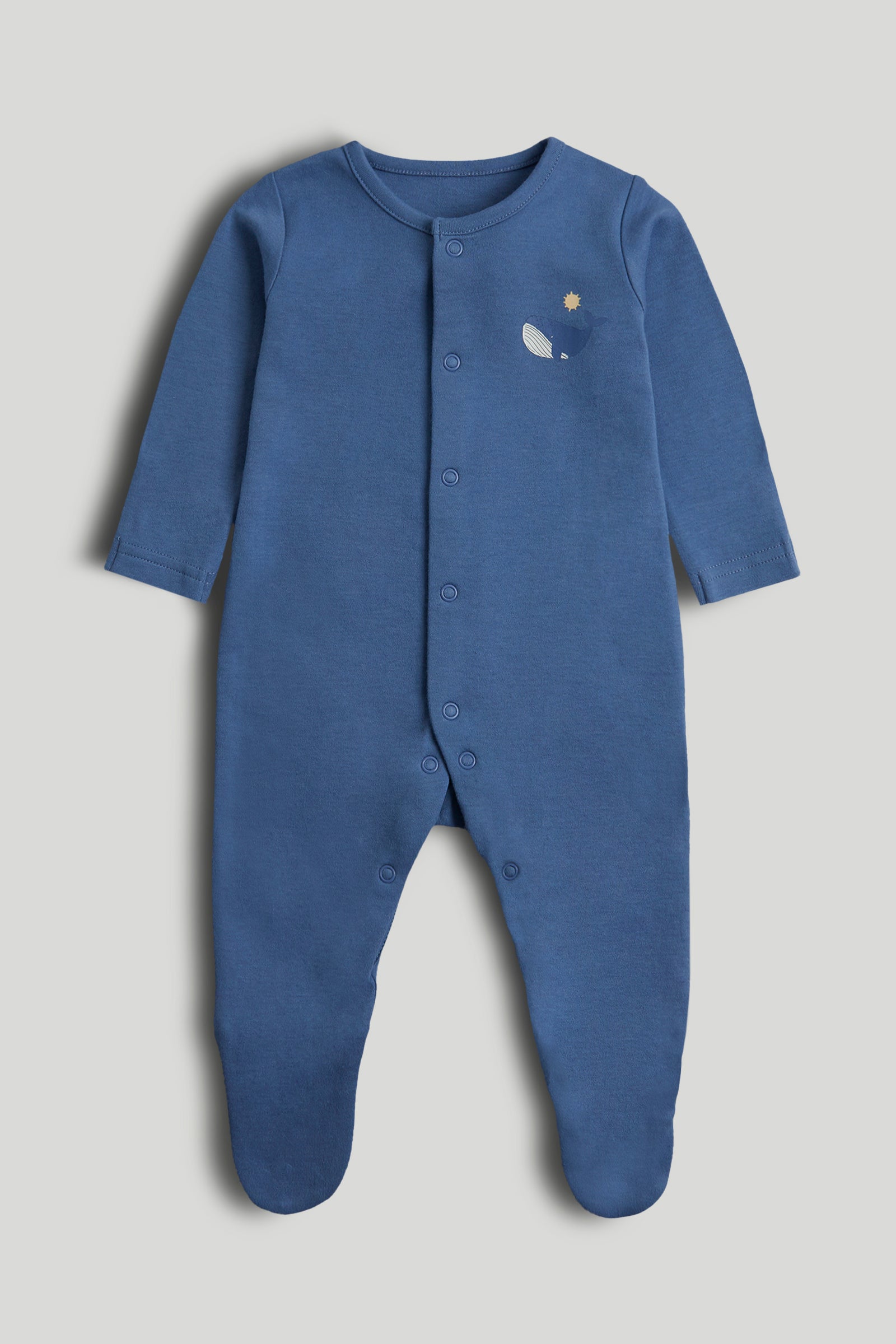 Boys Multi Whale Print Cotton Regular Fit 3-Pack Sleepsuits