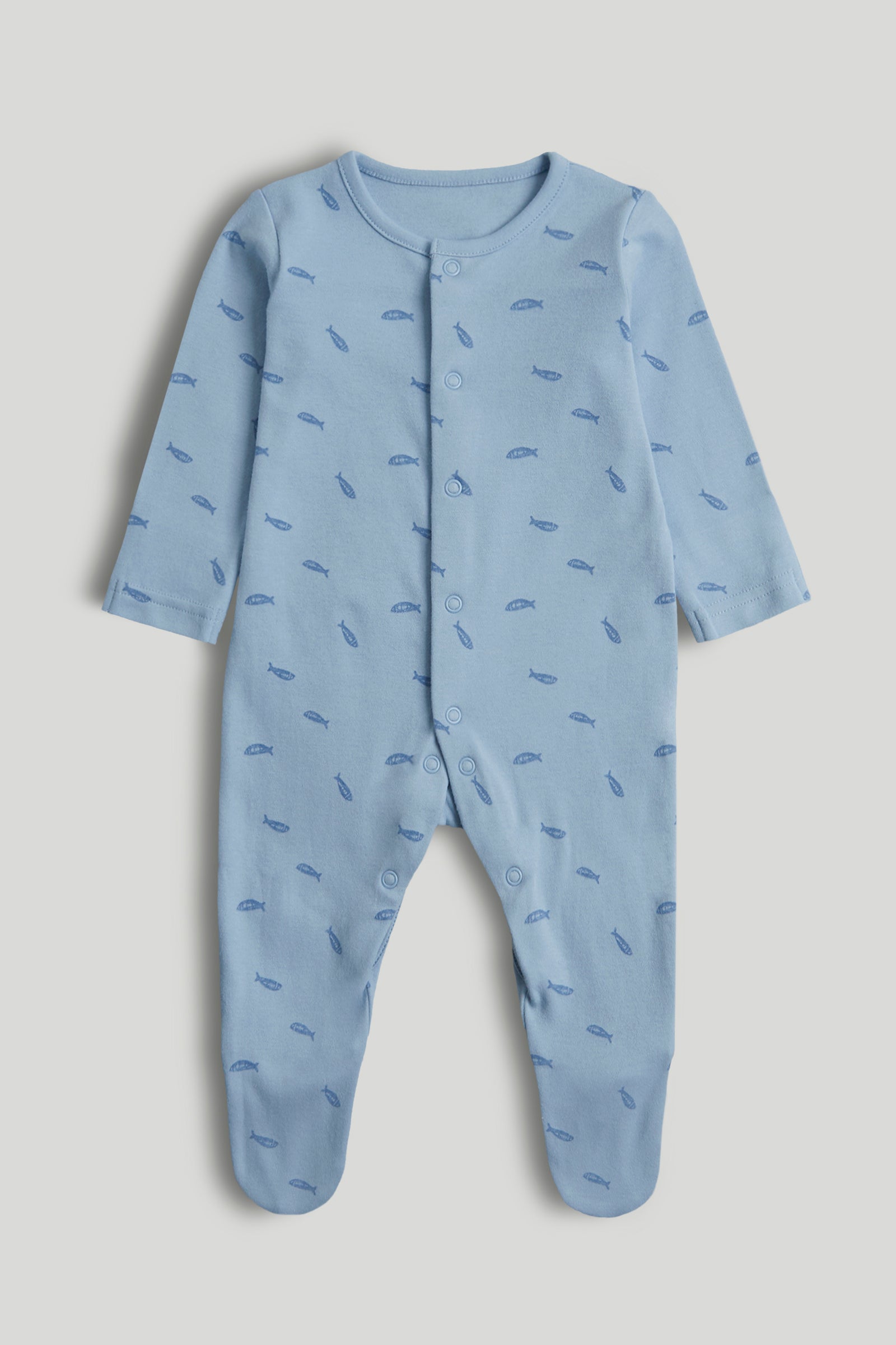 Boys Multi Whale Print Cotton Regular Fit 3-Pack Sleepsuits