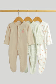 Boys Multi Camel Print Cotton Regular Fit 3-Pack Sleepsuits