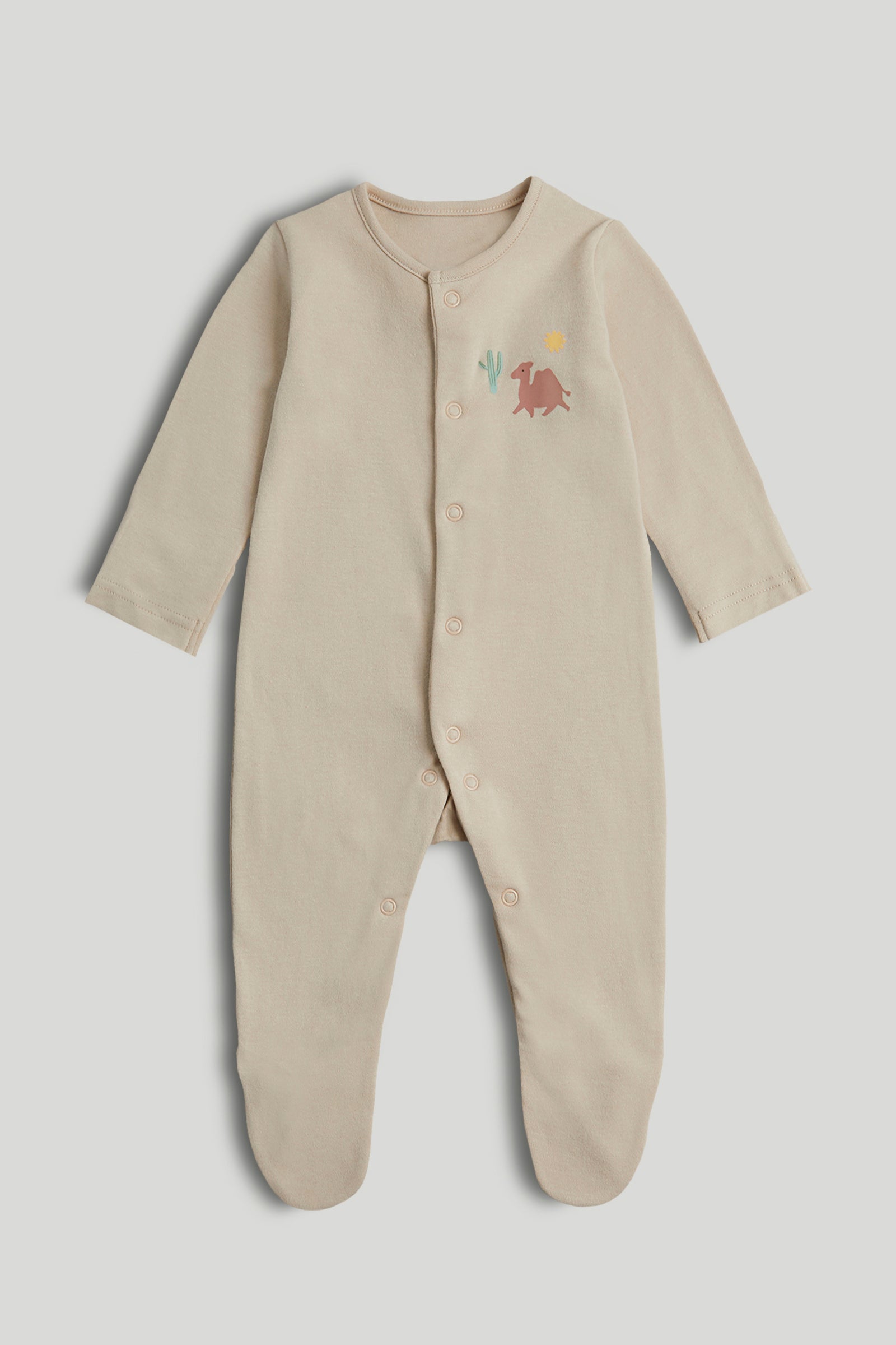 Boys Multi Camel Print Cotton Regular Fit 3-Pack Sleepsuits