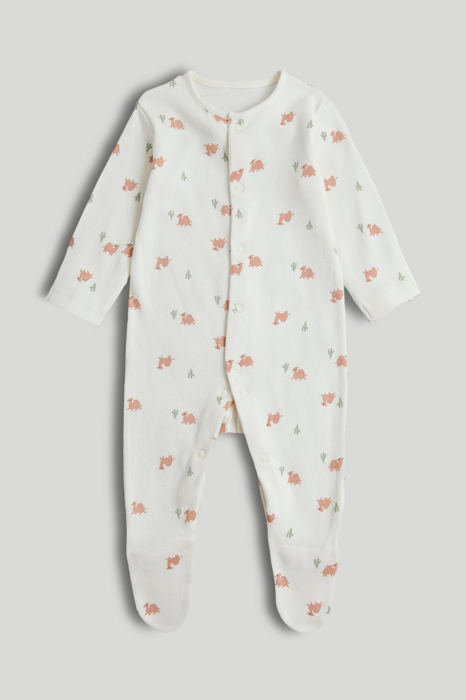 Boys Multi Camel Print Cotton Regular Fit 3-Pack Sleepsuits