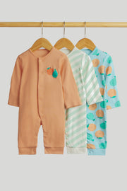 Boys Multi Printed Cotton Regular Fit 3-Pack Footless Sleepsuits
