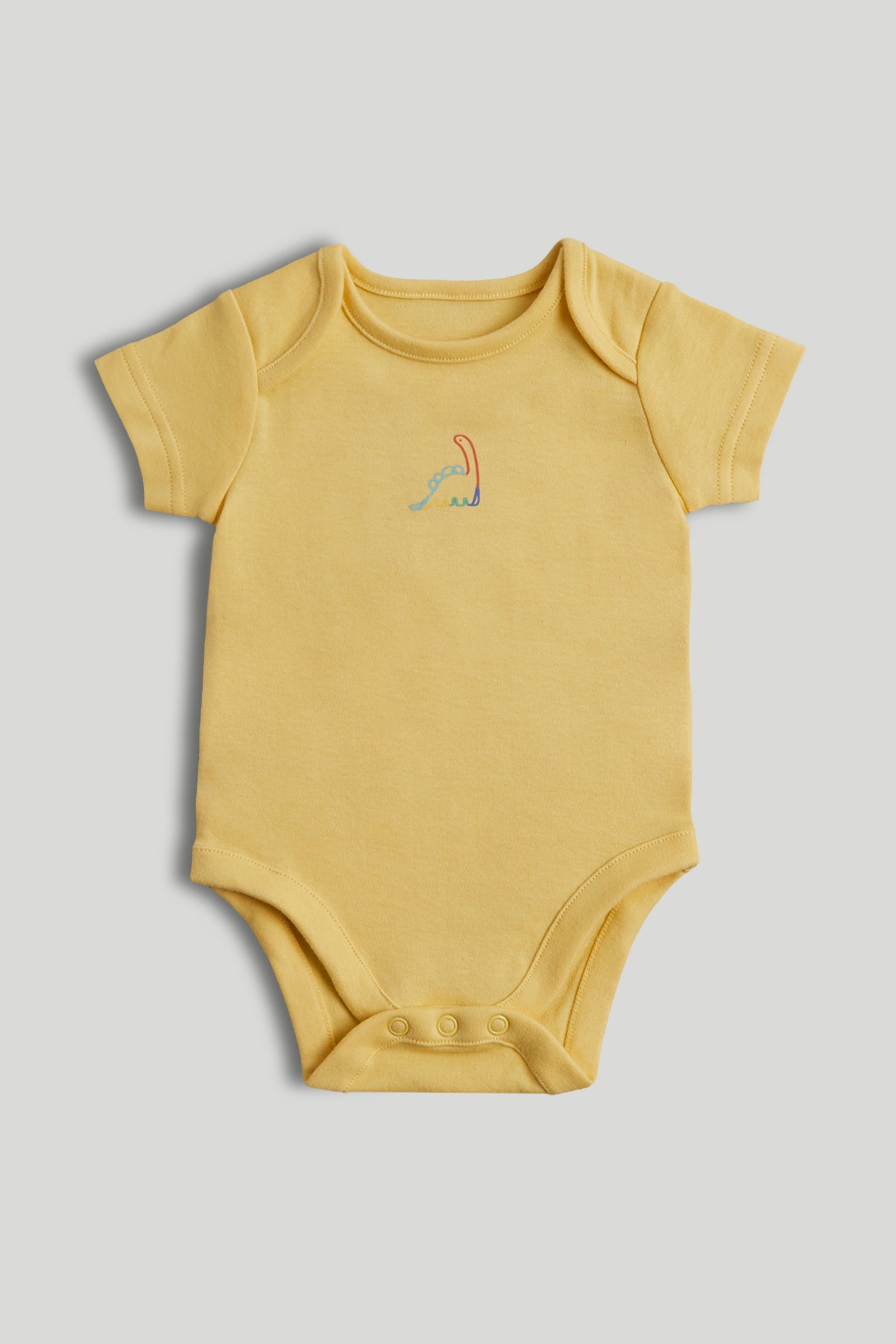 Boys Multi Dino Print Cotton Regular Fit 5-Pack Short Sleeve Bodysuits