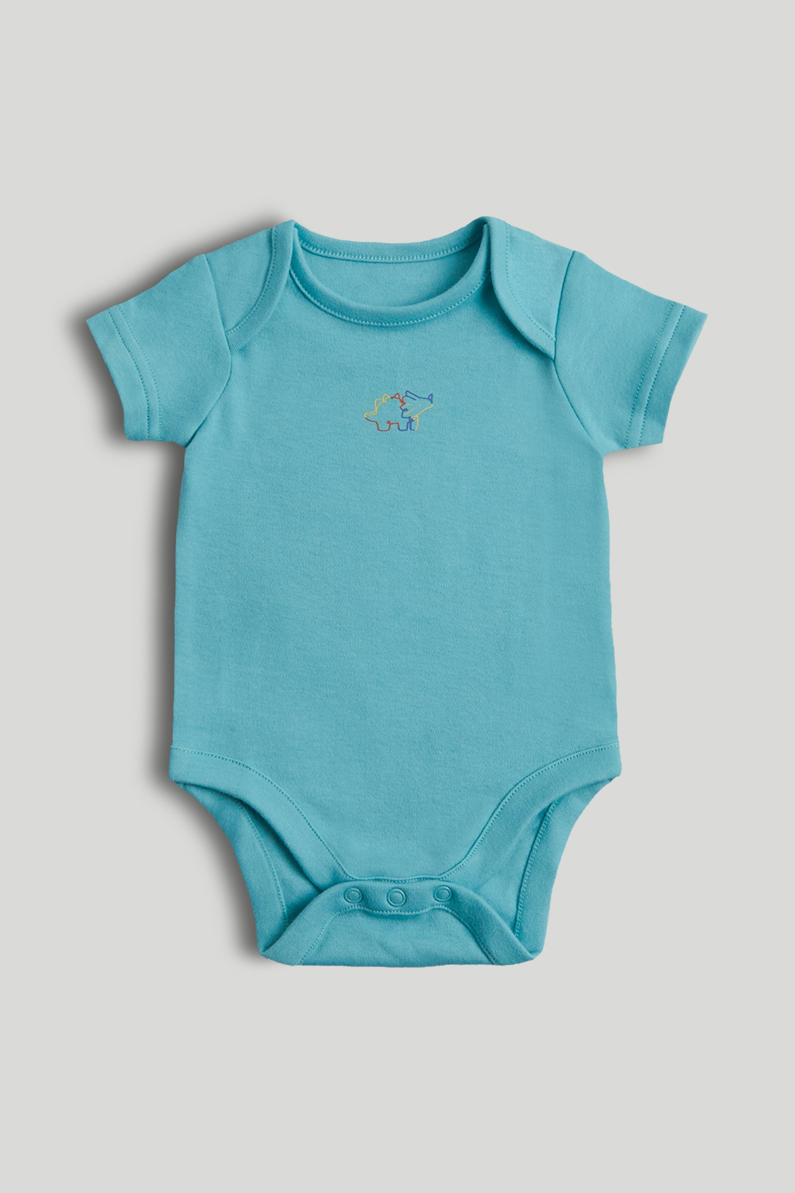 Boys Multi Dino Print Cotton Regular Fit 5-Pack Short Sleeve Bodysuits