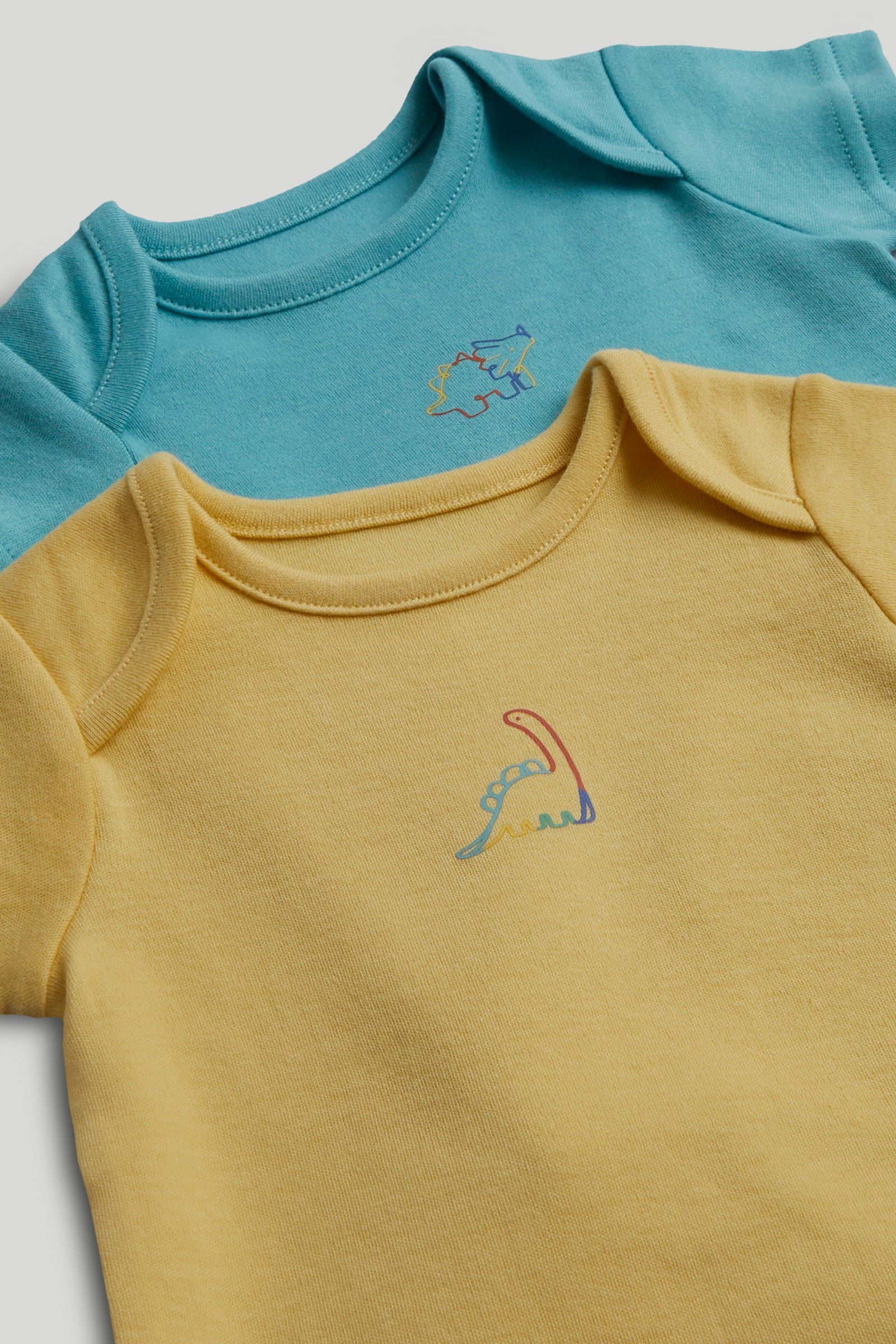 Boys Multi Dino Print Cotton Regular Fit 5-Pack Short Sleeve Bodysuits