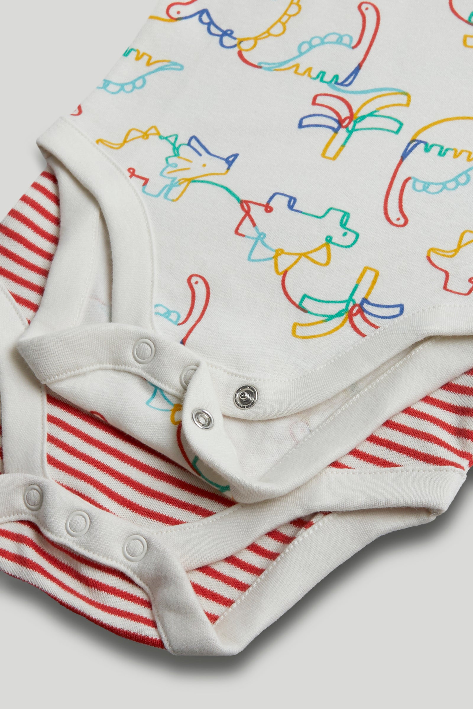 Boys Multi Dino Print Cotton Regular Fit 5-Pack Short Sleeve Bodysuits