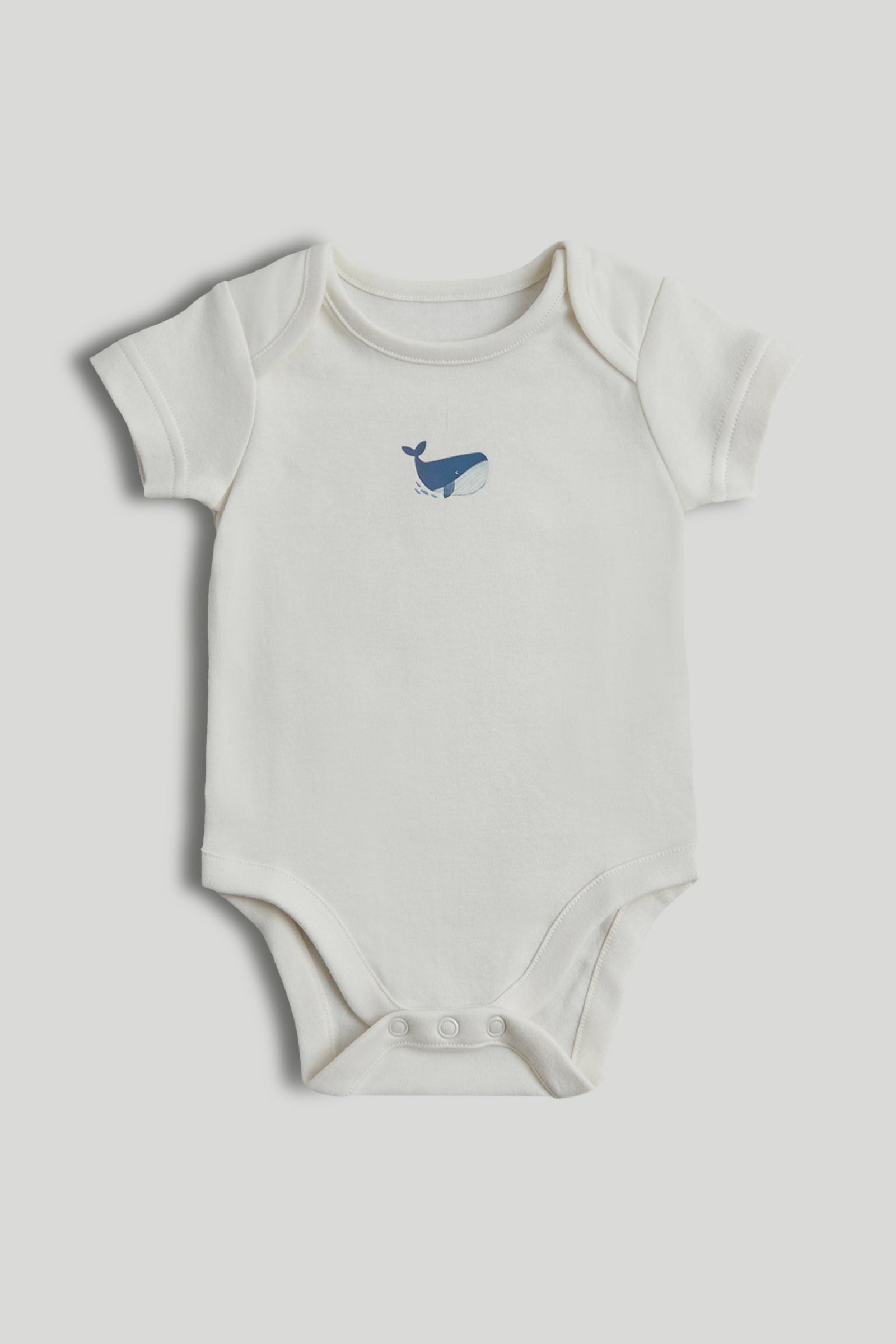 Boys Multi Whale Print Cotton Regular Fit 5-Pack Short Sleeve Bodysuits