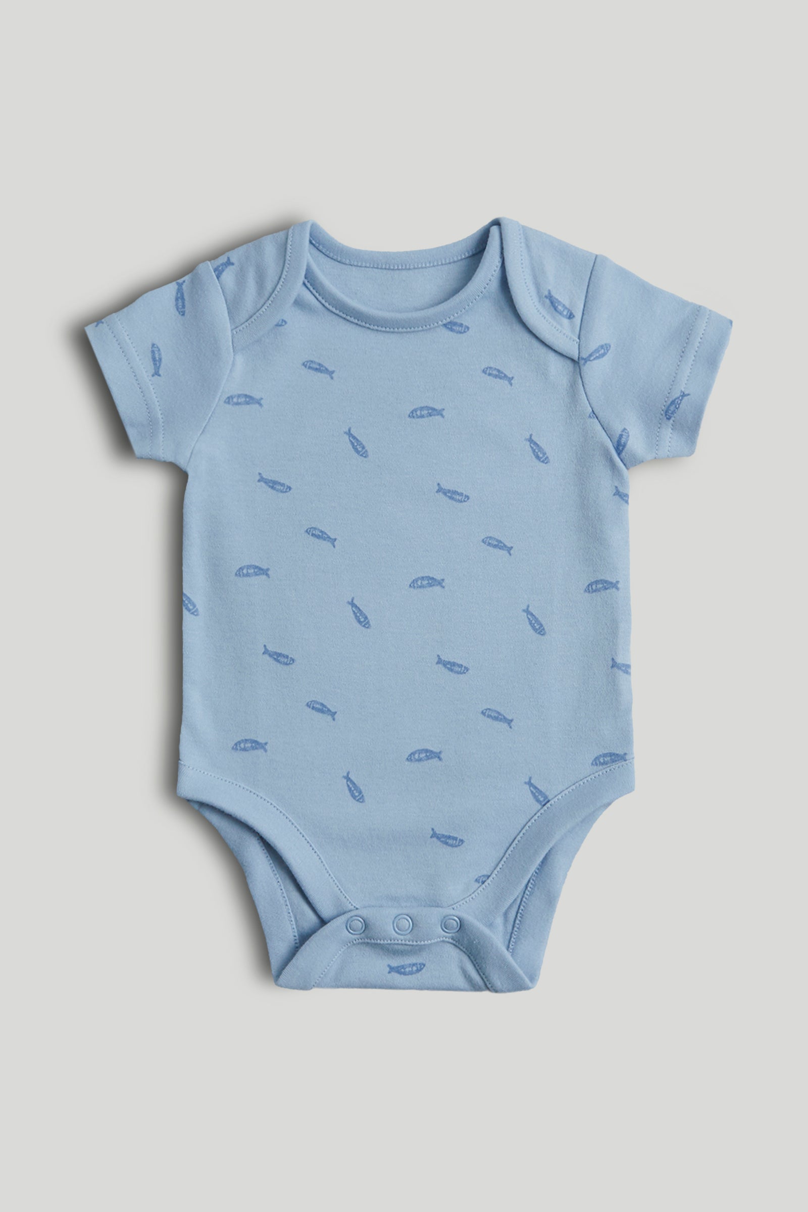 Boys Multi Whale Print Cotton Regular Fit 5-Pack Short Sleeve Bodysuits