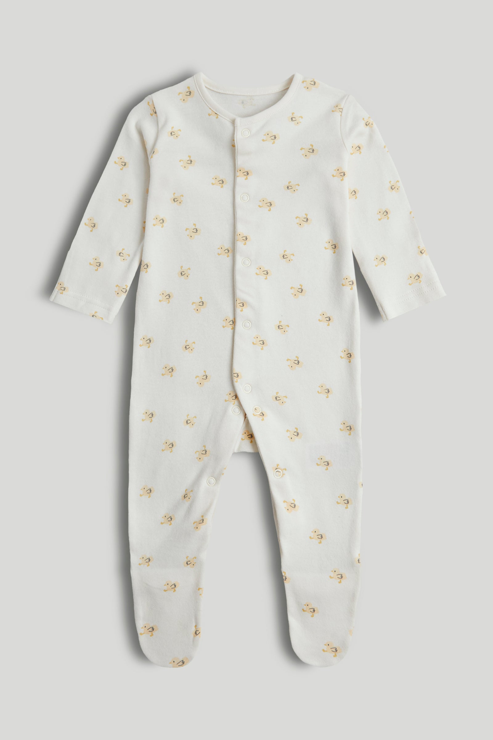 Kids Multi Duck Print Cotton Regular Fit 3-Pack Sleepsuits