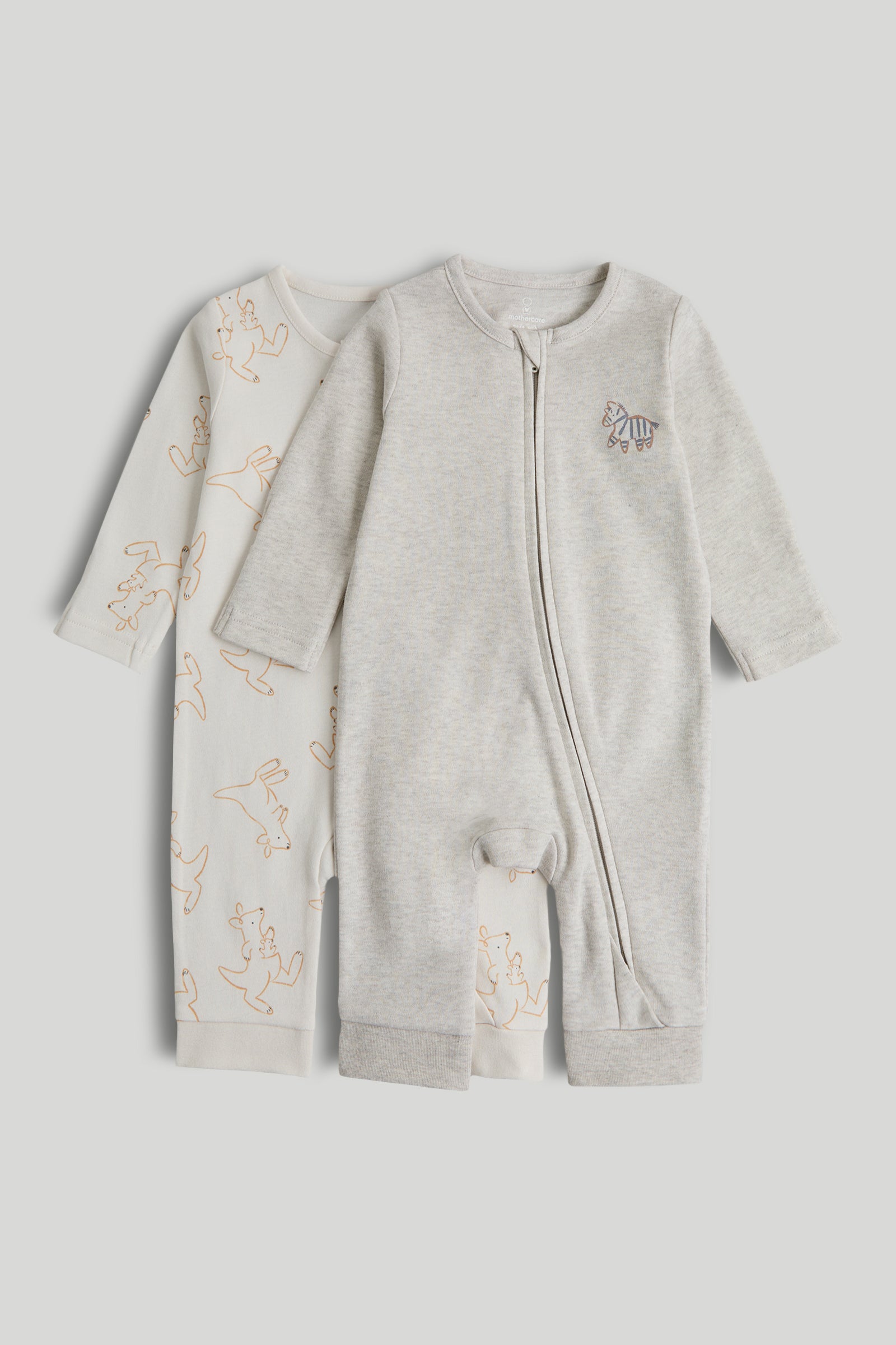 Baby Multi Cotton Footless Zipped Sleepsuits Pack of 2