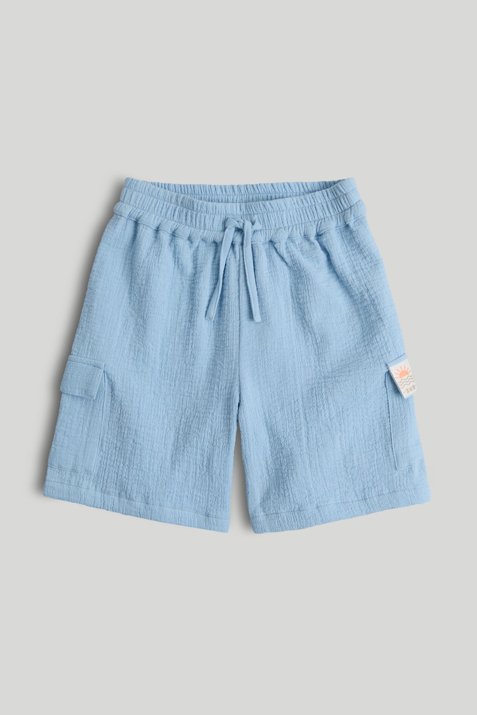 Baby Boys Blue Cotton Double Cloth Shorts