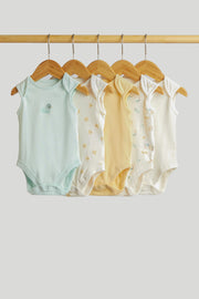 Baby Multi Cotton Sleeveless Duck Print Bodysuits Pack of 5