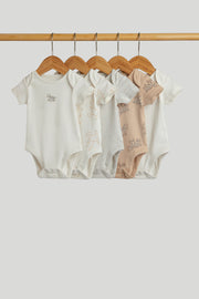 Baby Multi Cotton Safari Print Bodysuits Pack of 5