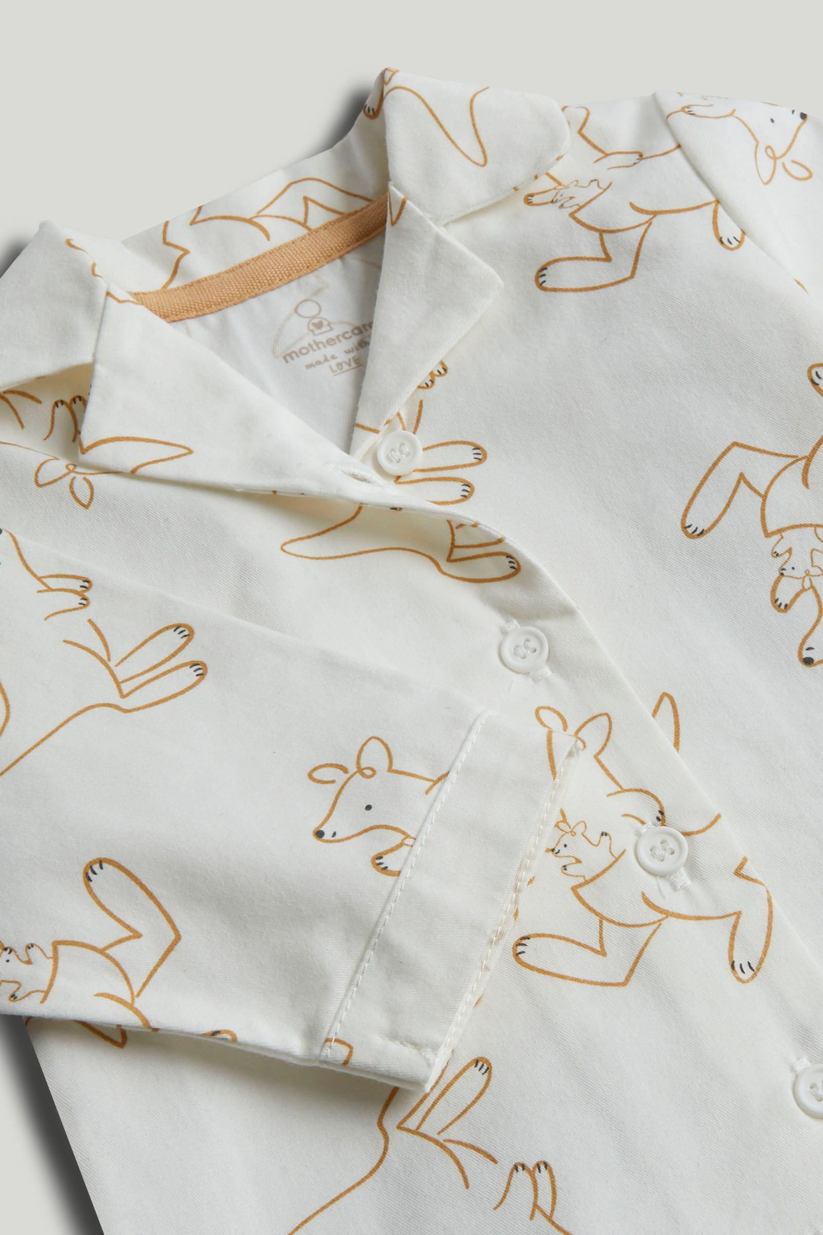 Kids White Cotton Safari Print Night Suit Set