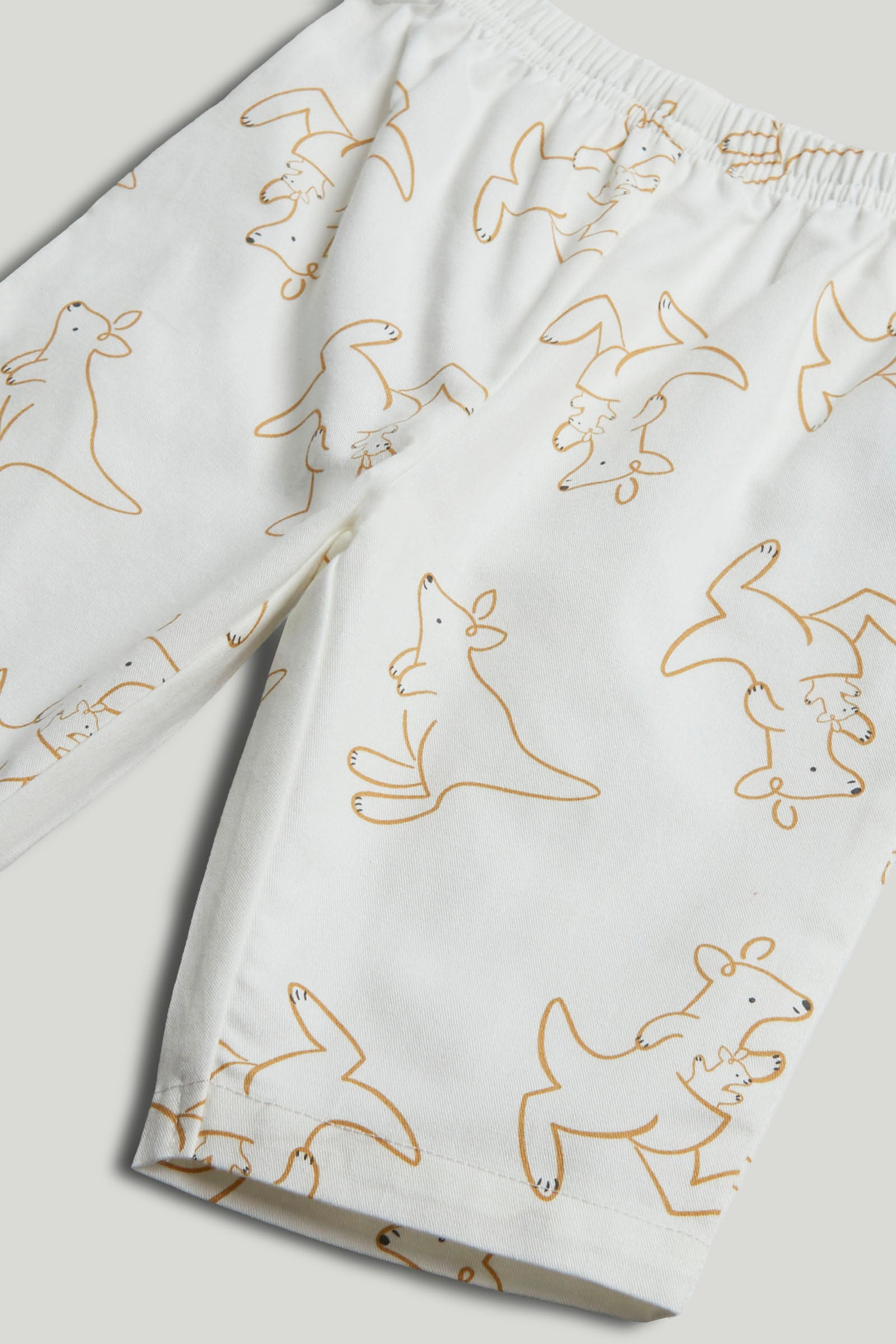 Kids White Cotton Safari Print Night Suit Set
