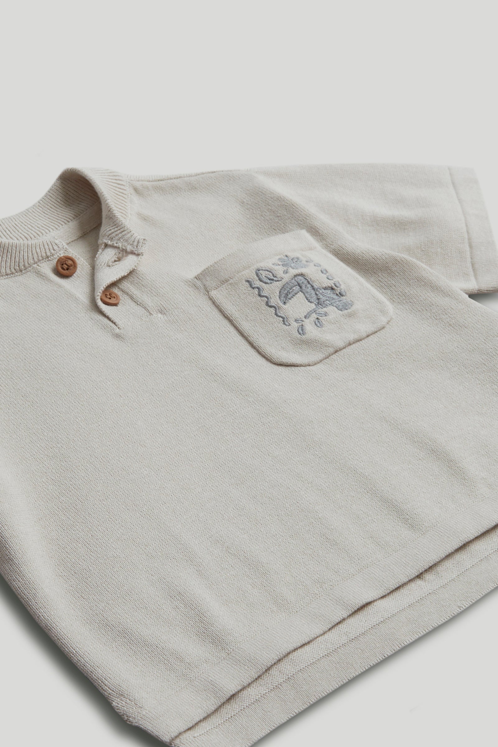 Baby Boys Neutral Cotton Knitted Polo T-Shirt