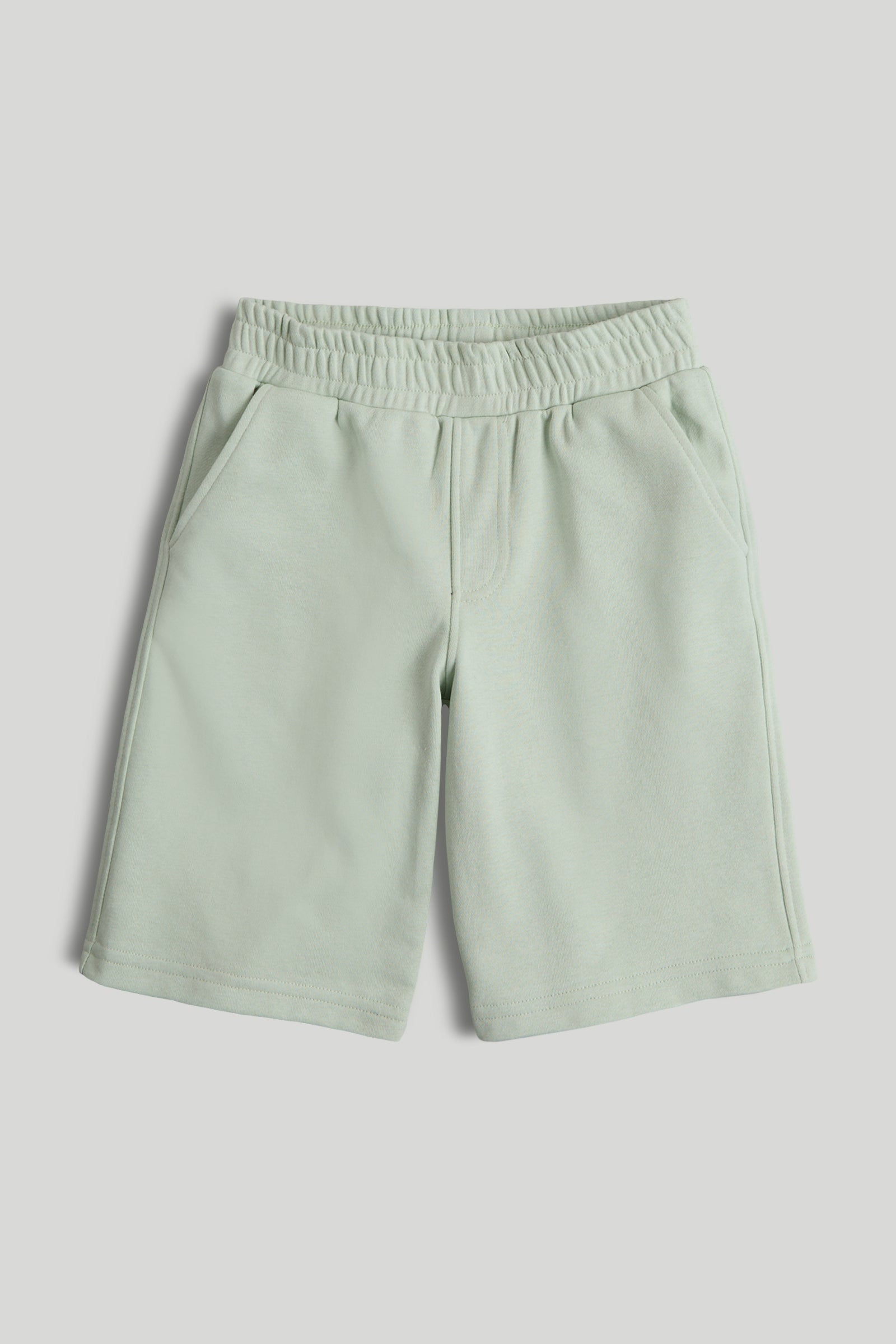 Boys Green Cotton Blend Loopback Shorts – Regular Fit