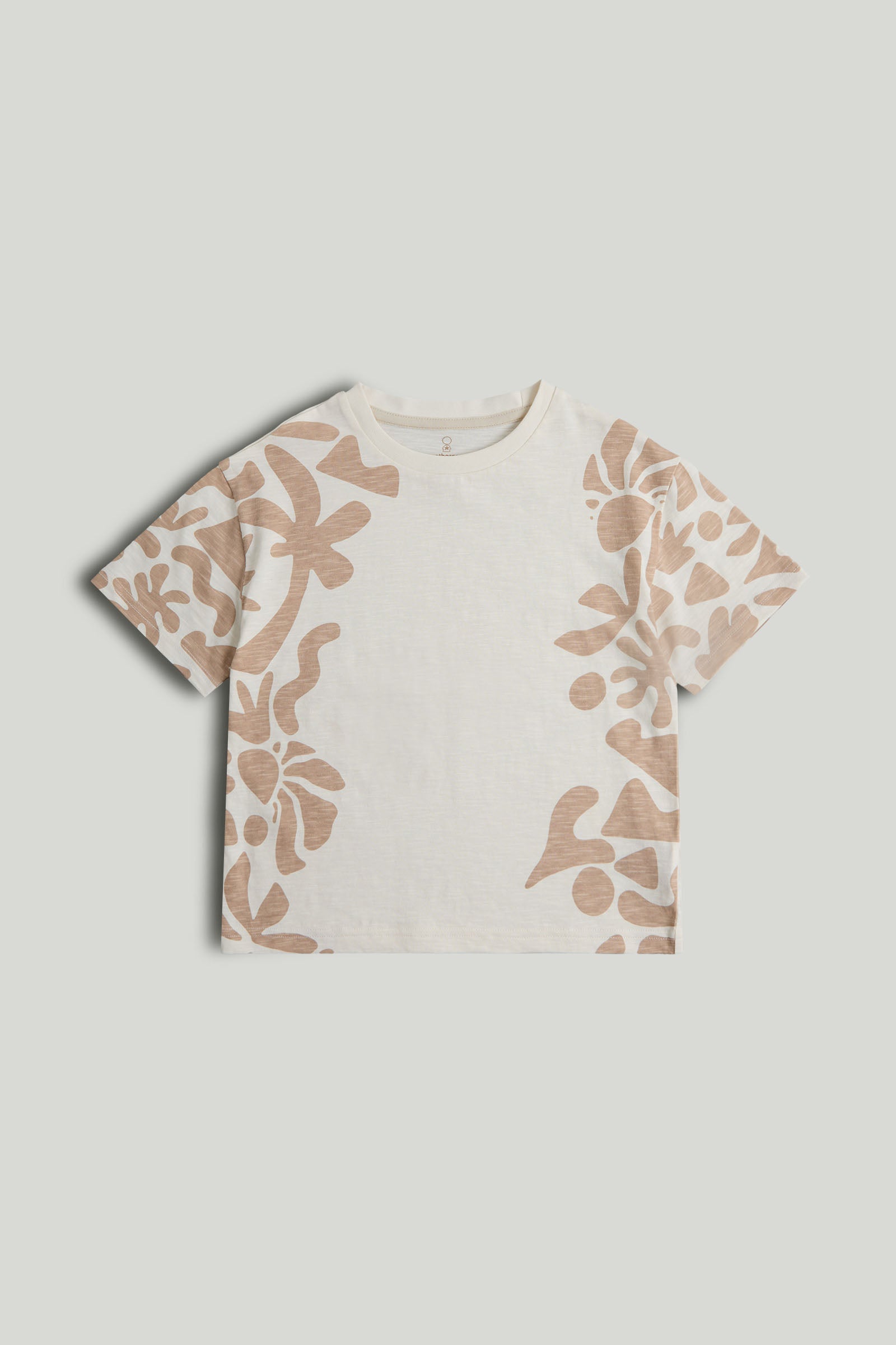 Boys Side Graphic Cotton T-Shirt in Cream