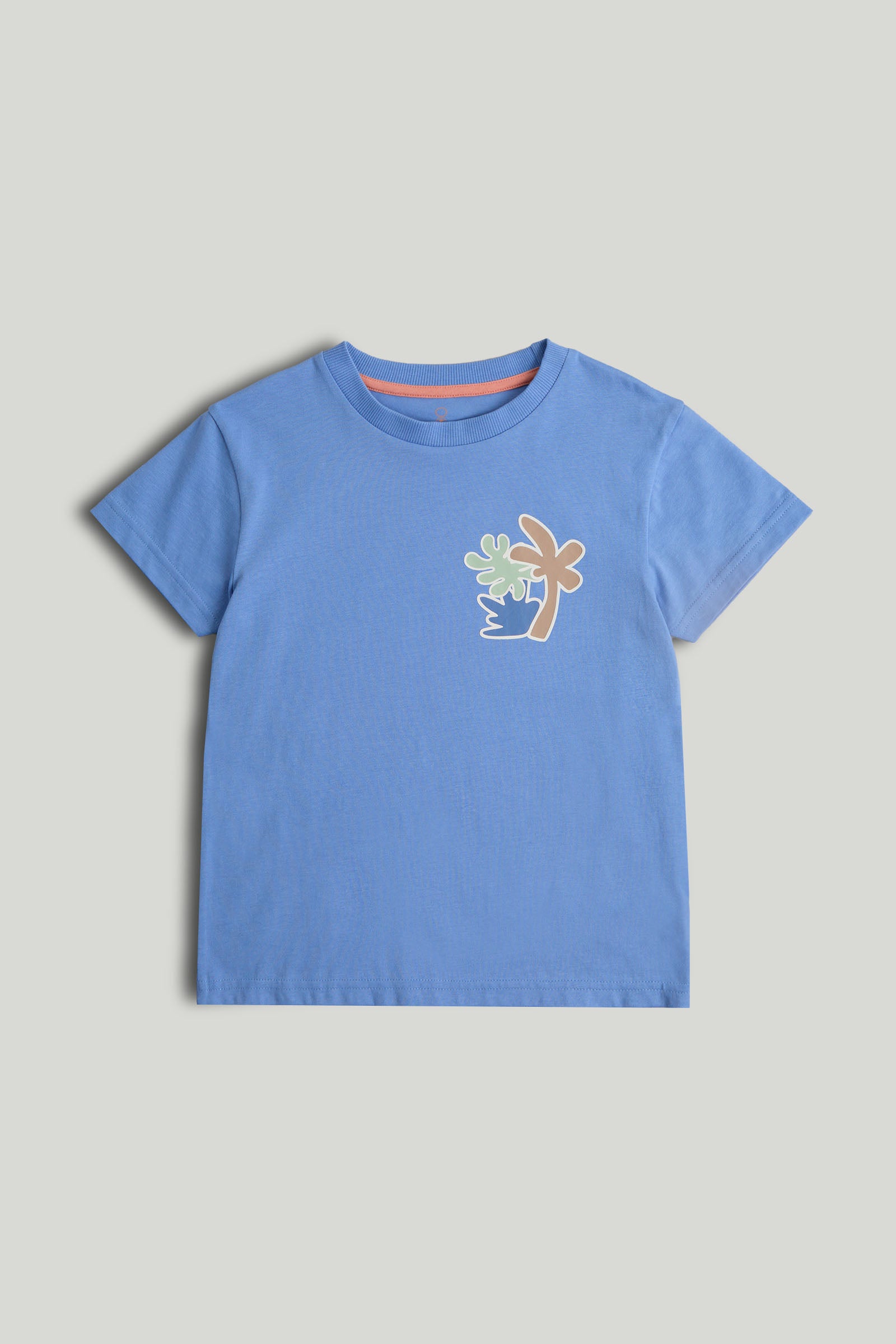 Boys Back Print Cotton T-Shirt in Blue