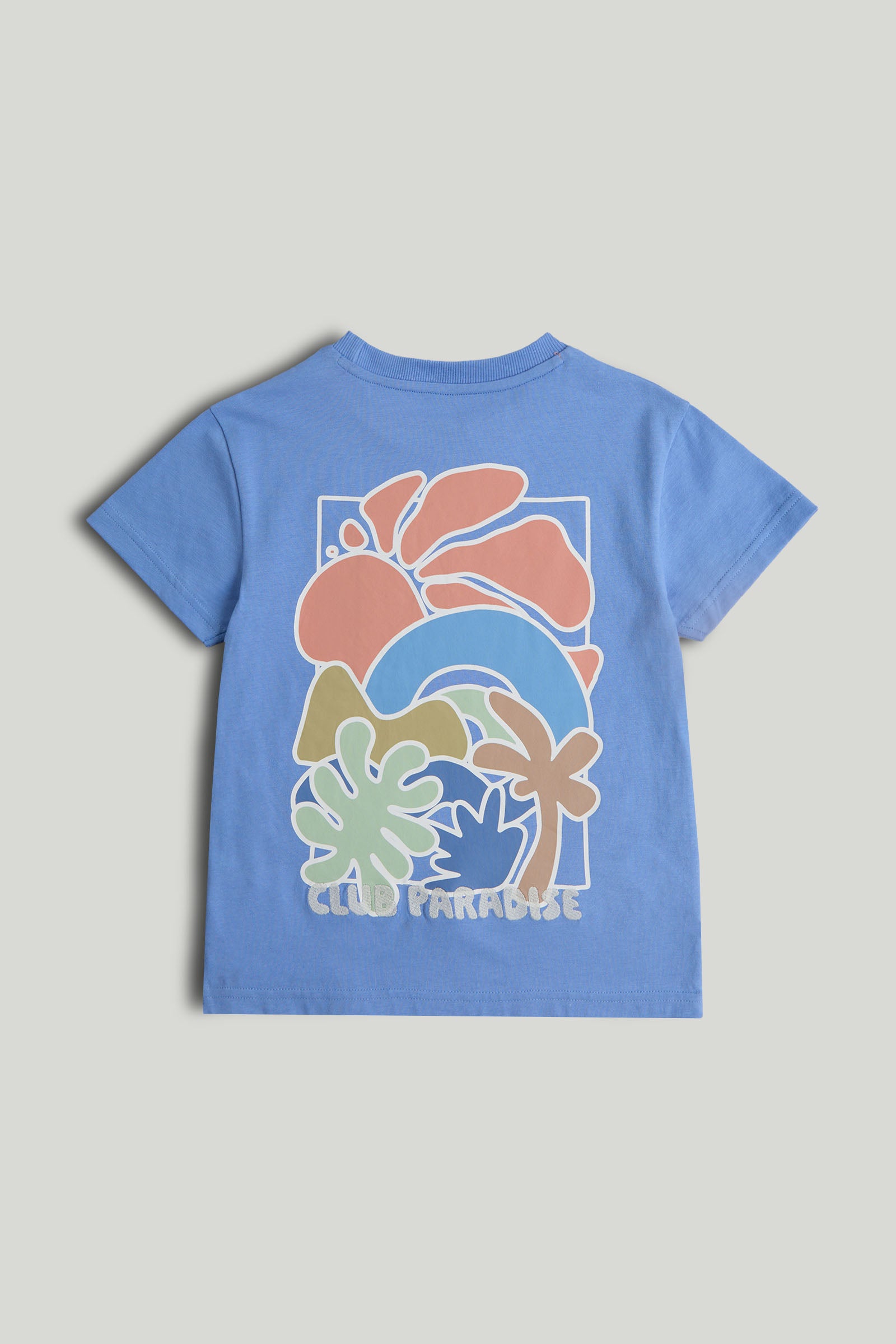 Boys Back Print Cotton T-Shirt in Blue