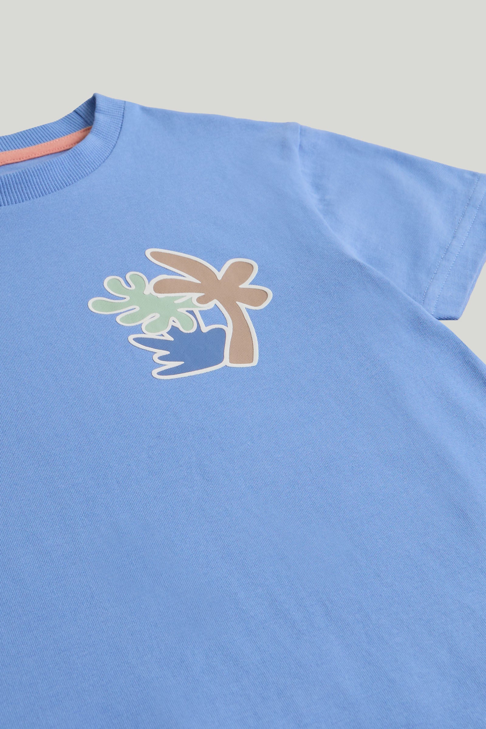 Boys Back Print Cotton T-Shirt in Blue