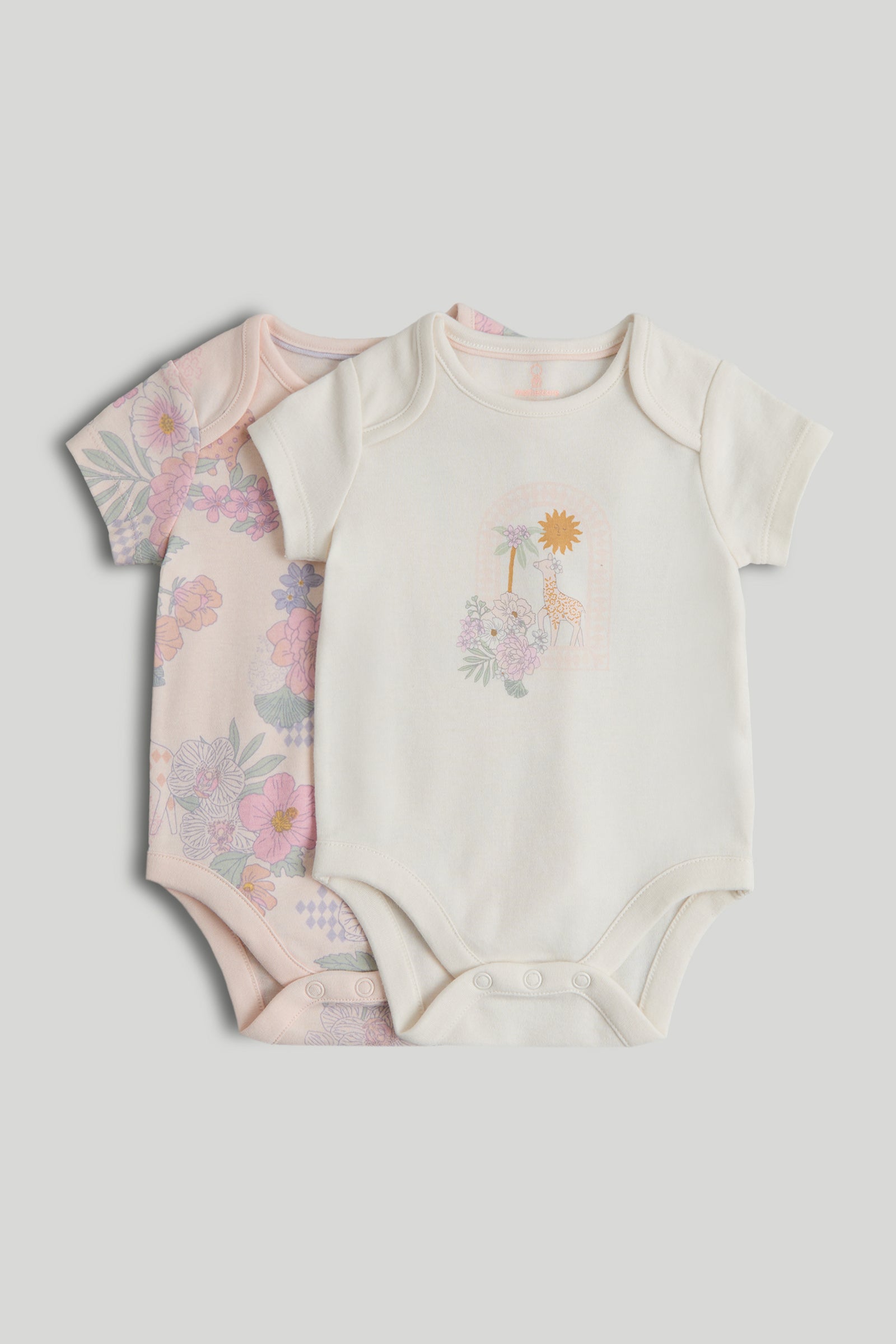 Baby Multi Cotton Printed Bodysuits Pack of 2