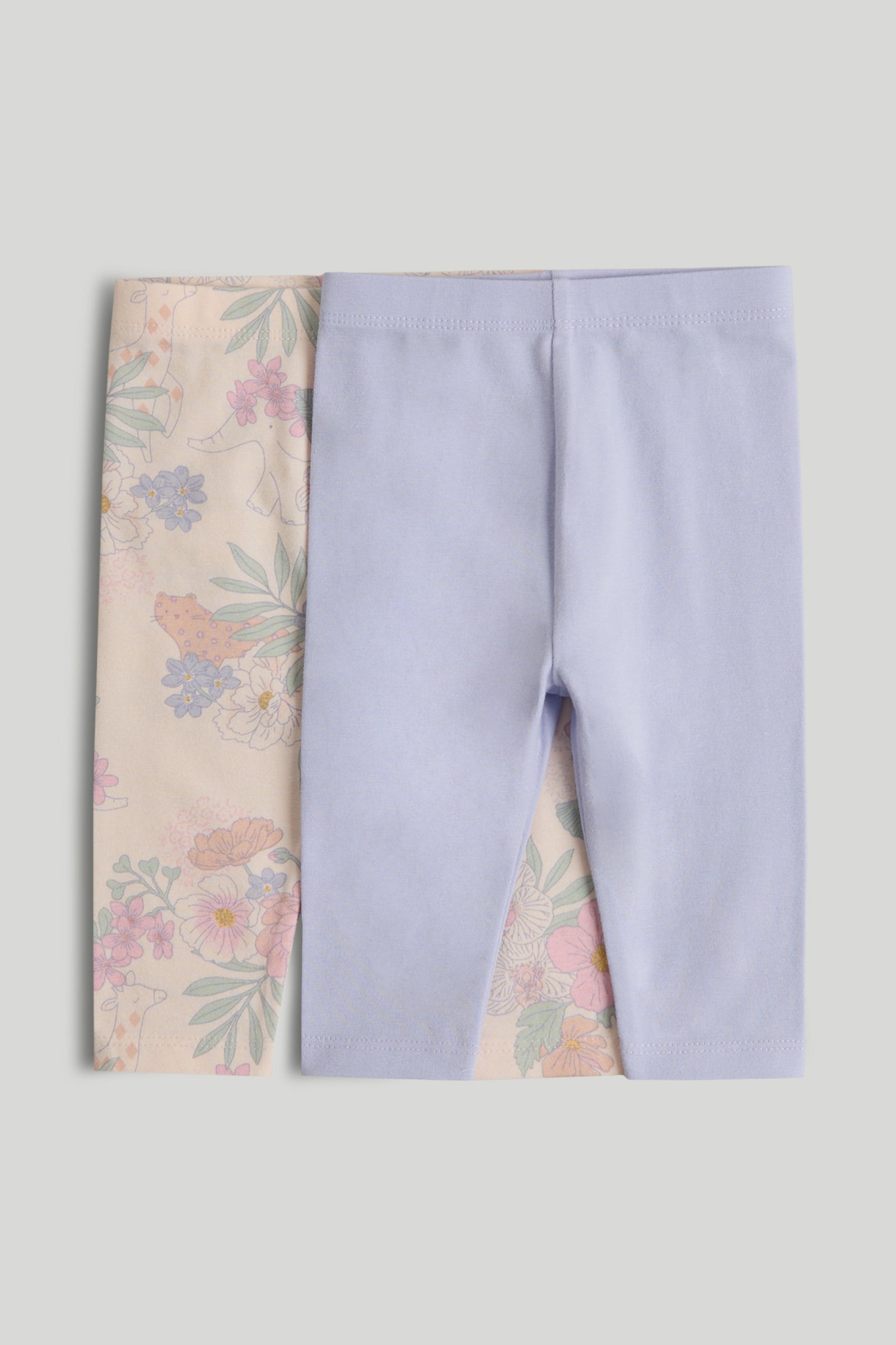 Girls Cotton Blend Printed 2 Pack Leggings