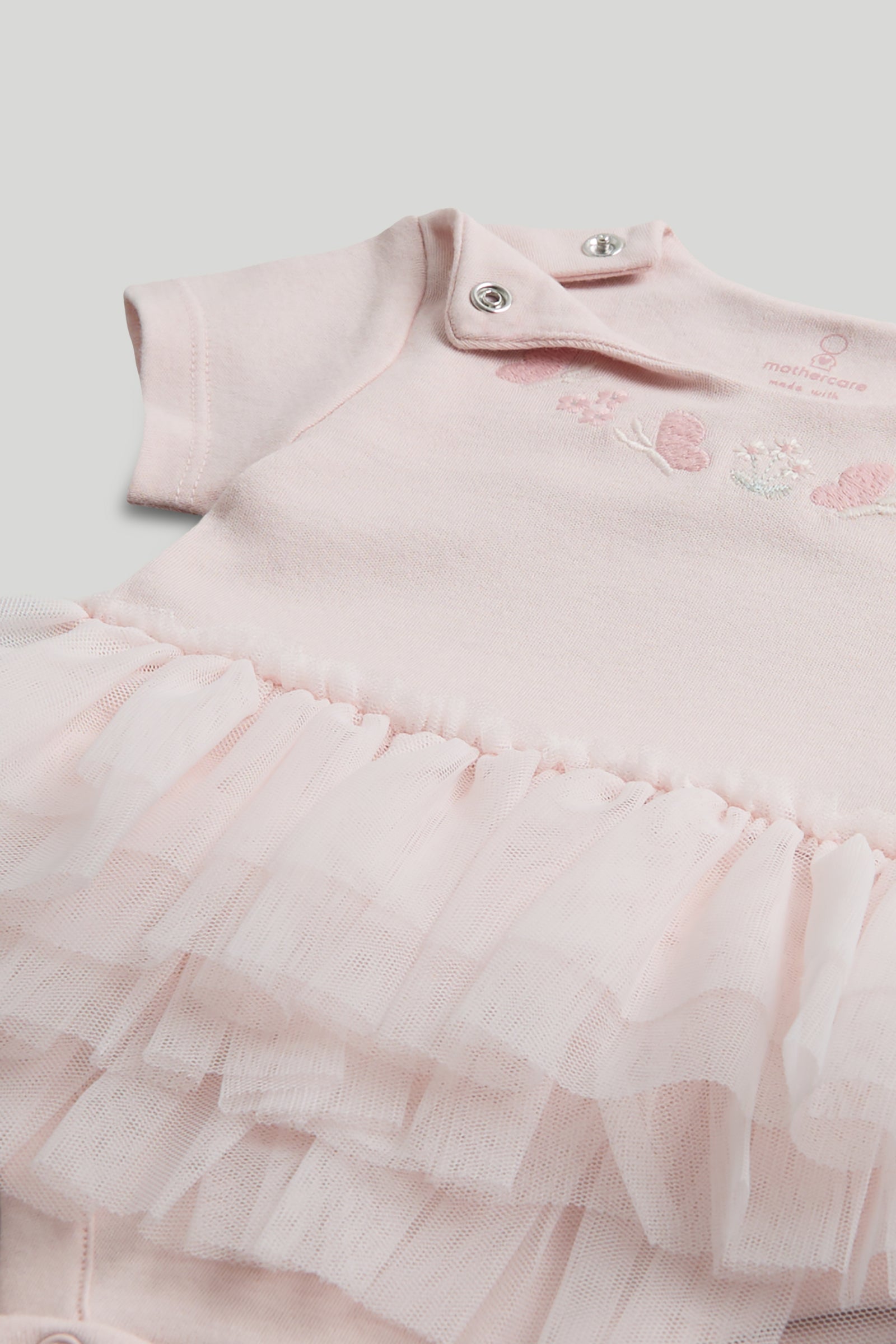 Baby Girls Pink Cotton Tutu Bodysuit – Embroidered