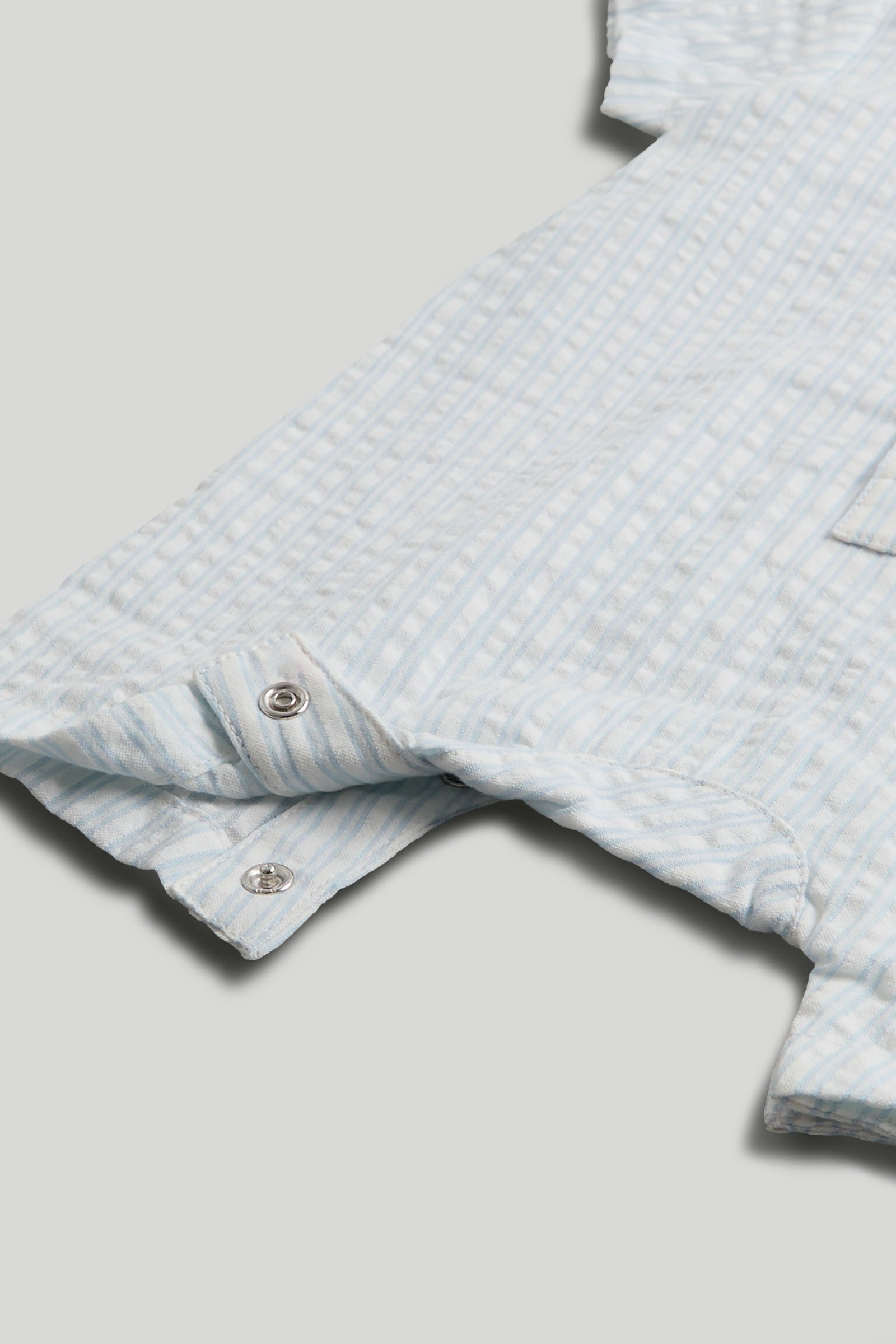 Baby Boys Striped Cotton Woven Romper with Collar