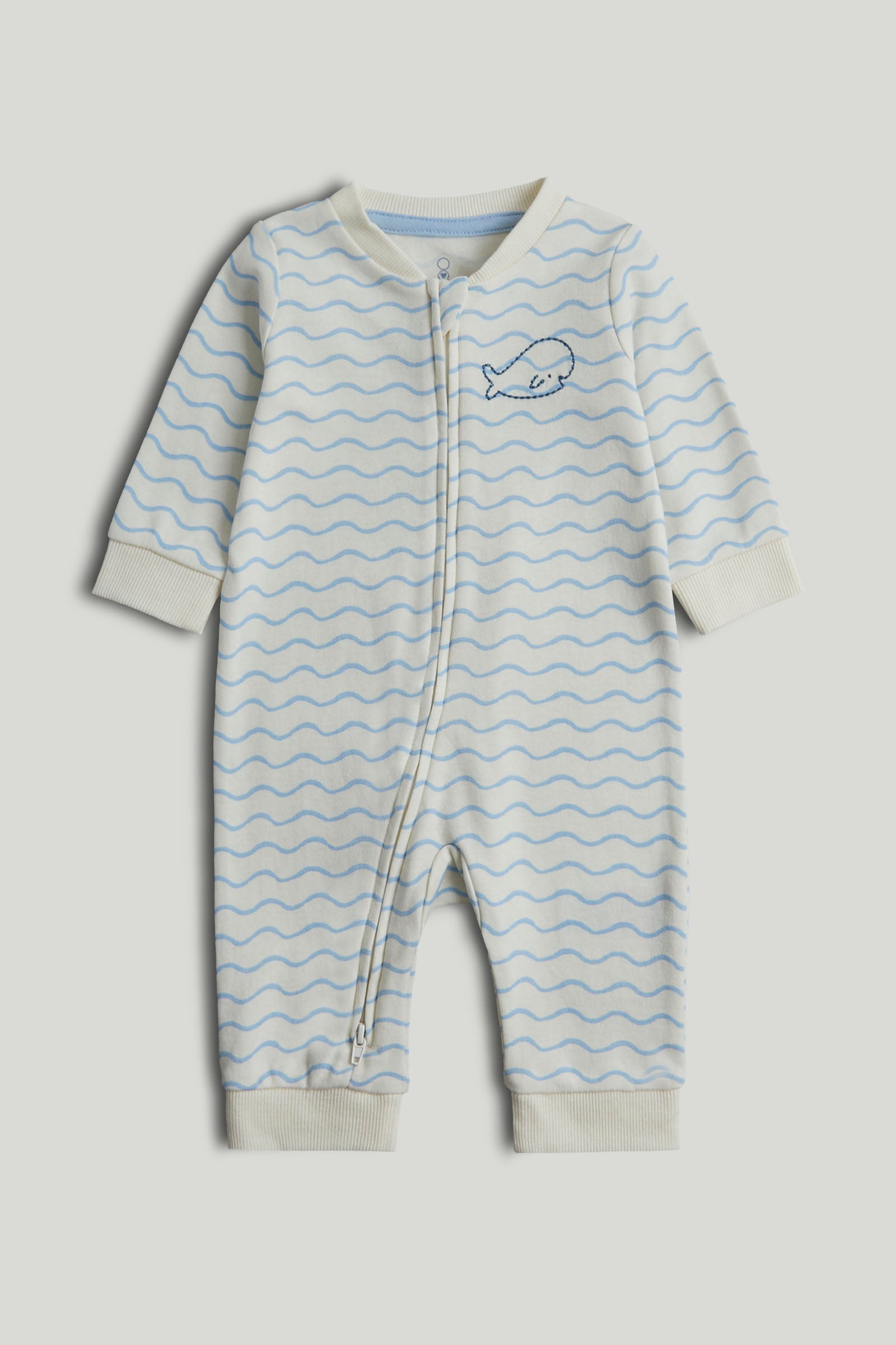 Baby Cotton Striped Zip All-In-One Sleepsuit