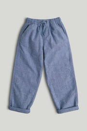Boys Blue Chambray Pull-On Trousers – Regular Fit