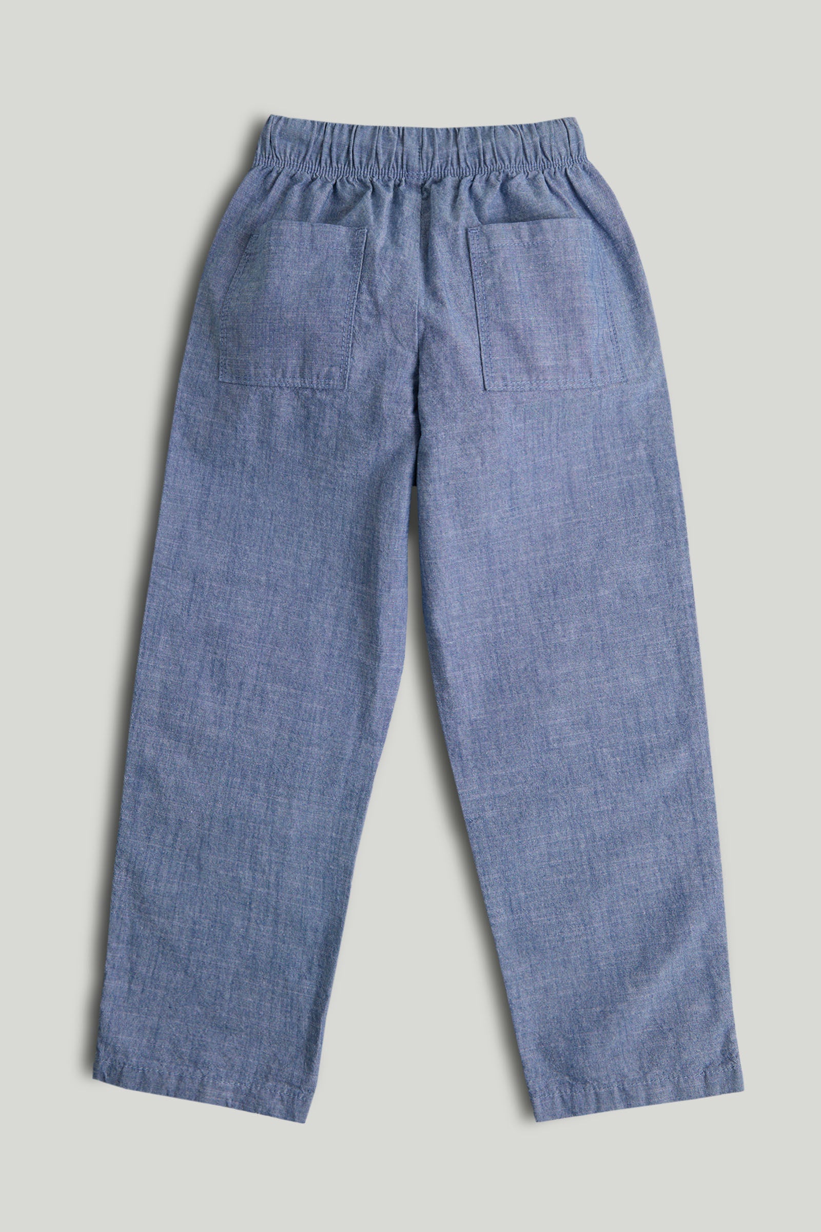 Boys Blue Chambray Pull-On Trousers – Regular Fit