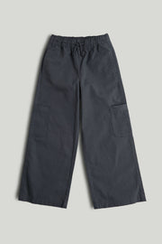 Boys Dark Grey Cotton Wide Leg Trousers
