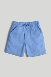 Boys Blue Cotton Canvas Shorts – Regular Fit
