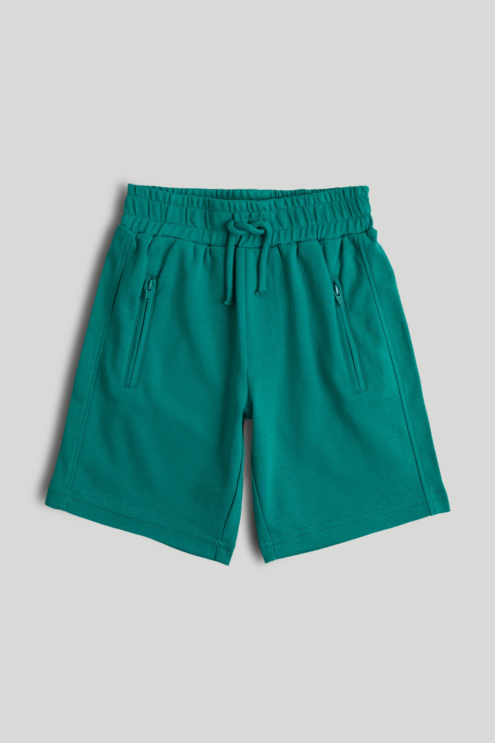 Boys Dark Green Cotton Interlock Shorts – Regular Fit