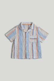 Boys Multi Textured Stripe Cotton Regular Fit Casual Shirt