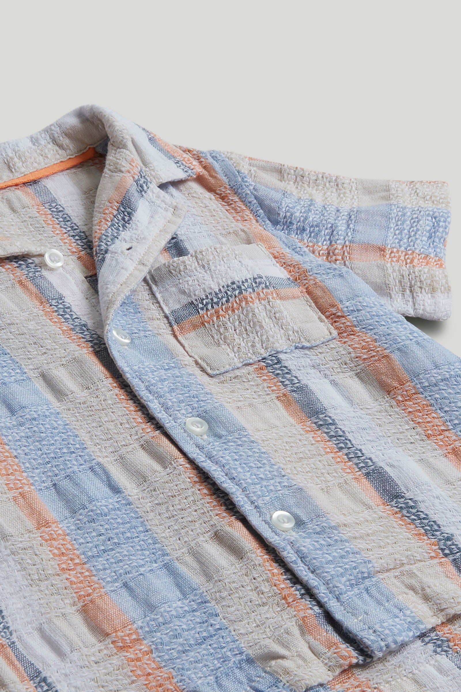 Boys Multi Textured Stripe Cotton Regular Fit Casual Shirt