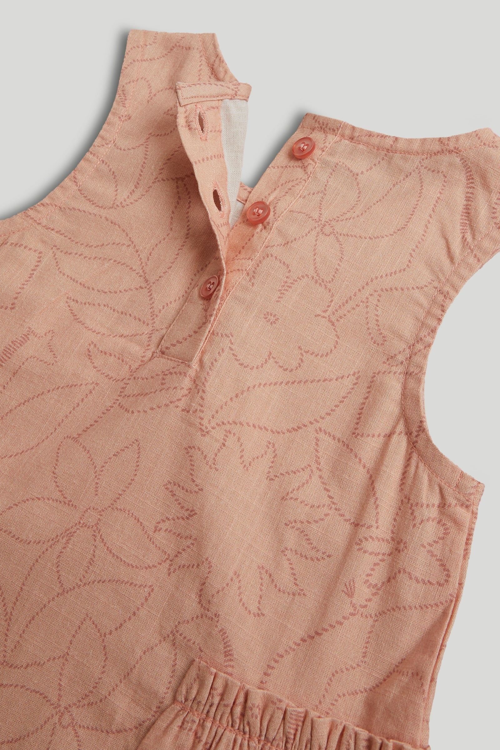 Girls Pink Printed Cotton Sleeveless Regular Fit Pocket Dress