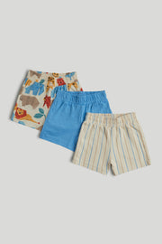 Boys Multi Printed Cotton Regular Fit 3-Pack Casual Shorts