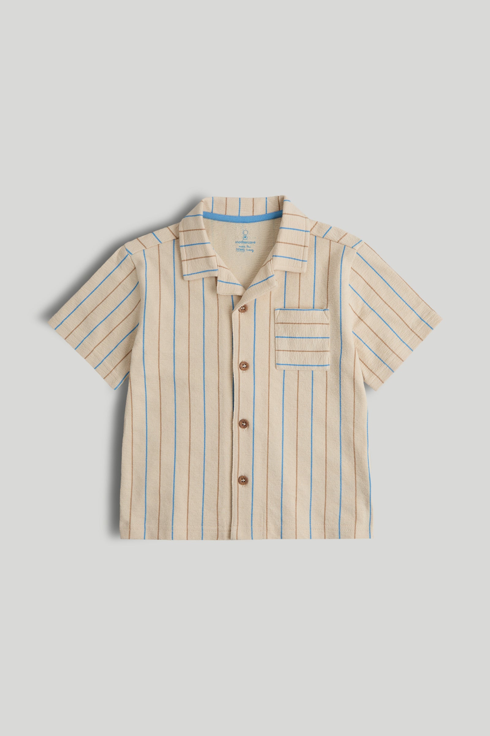 Boys Multi Stripe Textured Cotton Regular Fit Casual Shirt