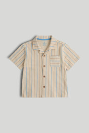 Boys Multi Stripe Textured Cotton Regular Fit Casual Shirt