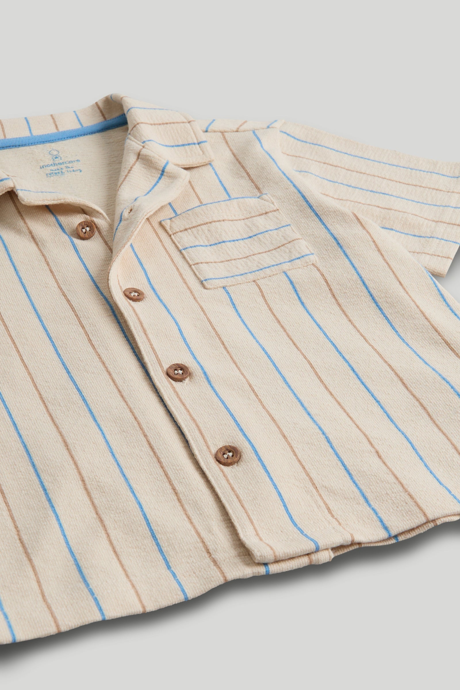 Boys Multi Stripe Textured Cotton Regular Fit Casual Shirt