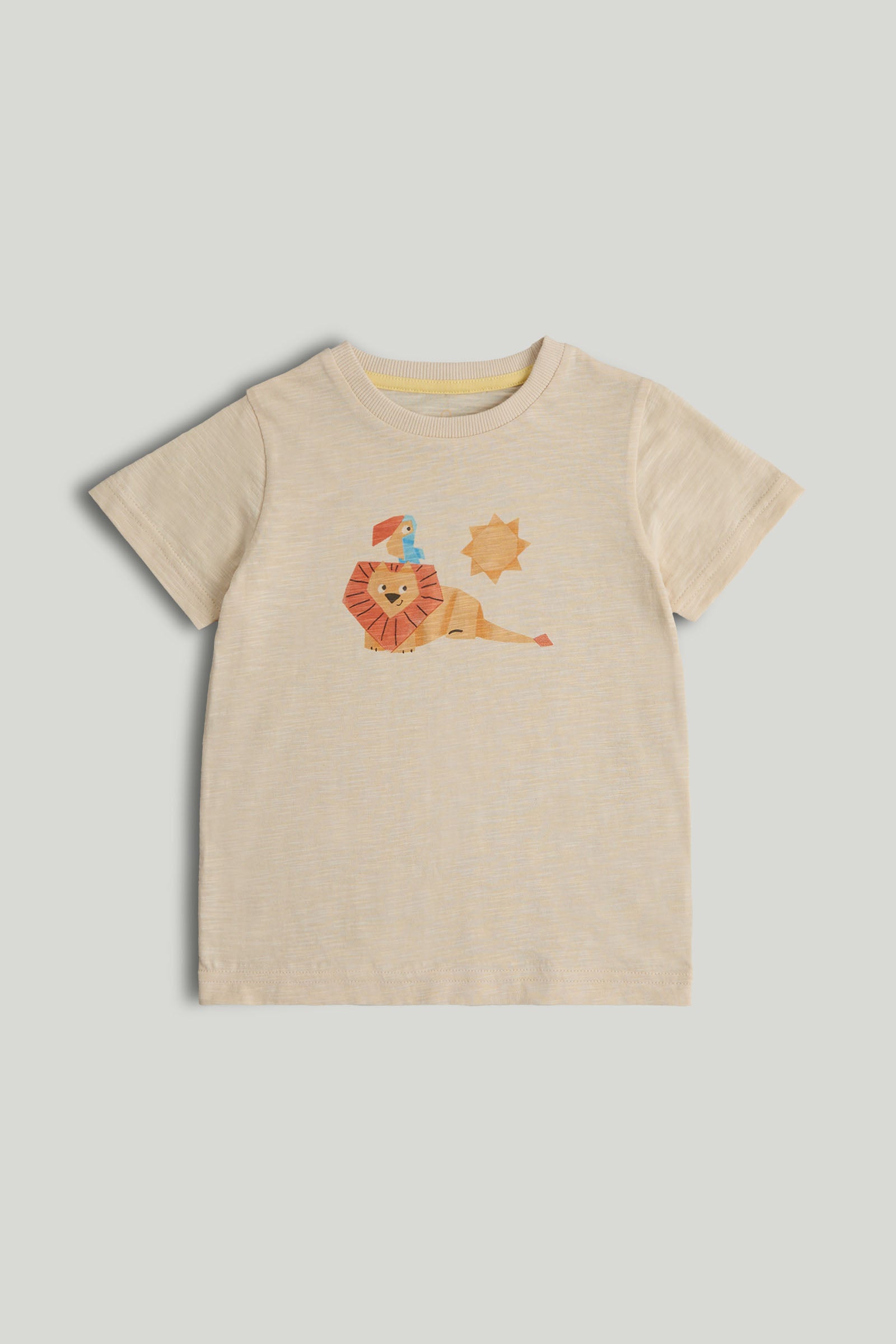 Boys Yellow Lion Graphic Cotton Regular Fit Casual T-Shirt