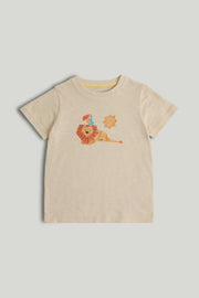Boys Yellow Lion Graphic Cotton Regular Fit Casual T-Shirt