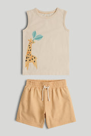 Boys Multi Printed Cotton Vest & Shorts Set